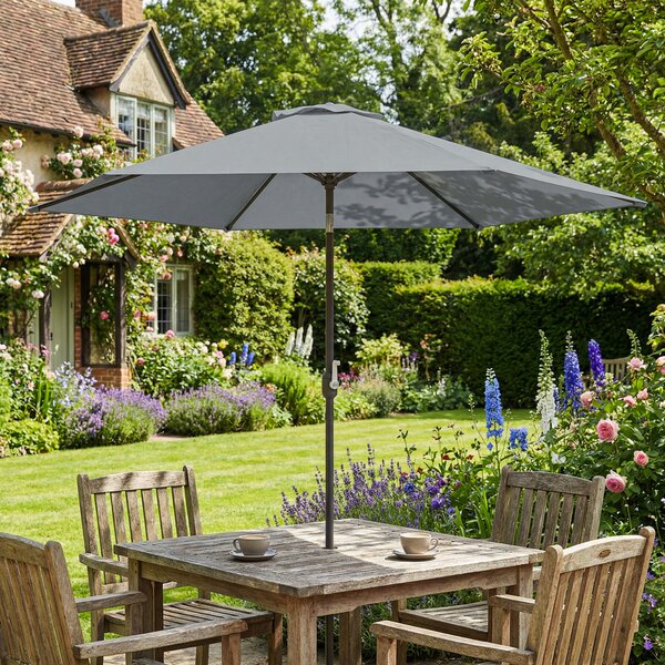 Outsunny Ombrellone da Giardino 3x3 m Inclinabile con Apertura a Manovella, in Metallo e Poliestere, Grigio | Aosom Italy