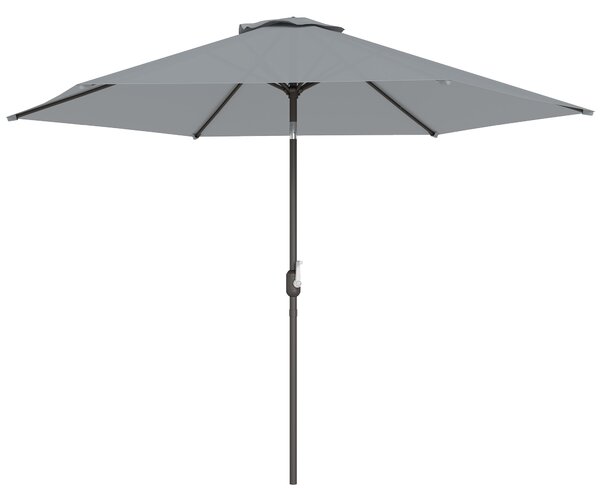 Outsunny Ombrellone da Giardino 3x3 m Inclinabile con Apertura a Manovella, in Metallo e Poliestere, Grigio | Aosom Italy
