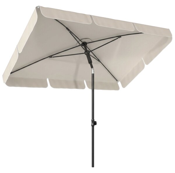 Ombrellone Rettangolare 183x122x222 cm con 3 Inclinazioni in Metallo e Poliestere Beige