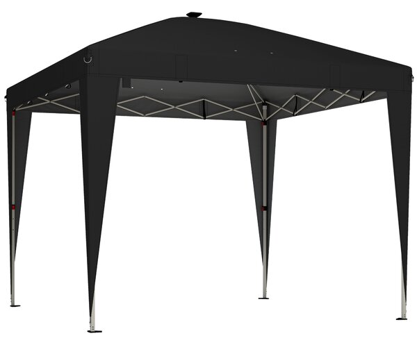 Outsunny Gazebo 3x3 m Pieghevole ad Altezza Regolabile con Luce Centrale e Telecomando, in Metallo e Poliestere, Nero | Aosom Italy
