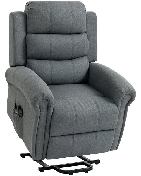 HOMCOM Poltrona massaggiante con funzione alzata, poltrona relax, testine vibranti, con funzione inclinabile, effetto lino, Grigio | Aosom Italy