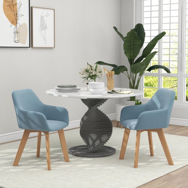 HOMCOM Set di 2 sedie da pranzo Sedia Seduta imbottita in tessuto effetto velluto Gambe in legno, blu | Aosom Italy