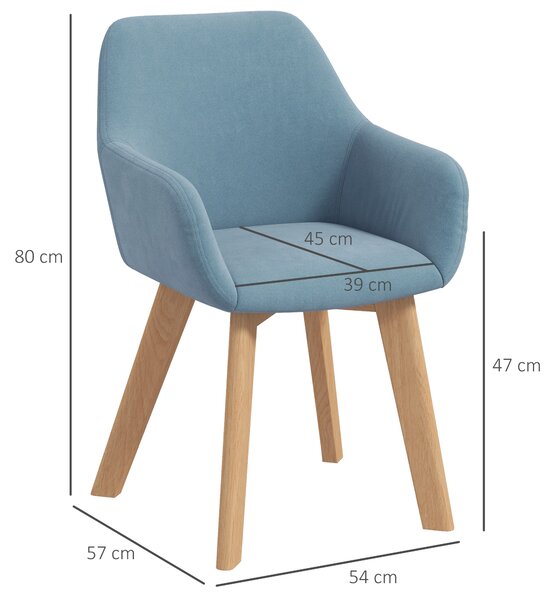 HOMCOM Set di 2 sedie da pranzo Sedia Seduta imbottita in tessuto effetto velluto Gambe in legno, blu | Aosom Italy