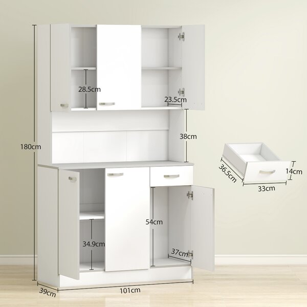 HOMCOM Credenza Moderna con Armadietti a 2 Ante e Mensole Regolabili