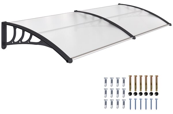 Pensilina Da Esterno In Policarbonato E Alluminio 303x96cm - Copertura Per Finestre E Porte, Marrone - Foto 6