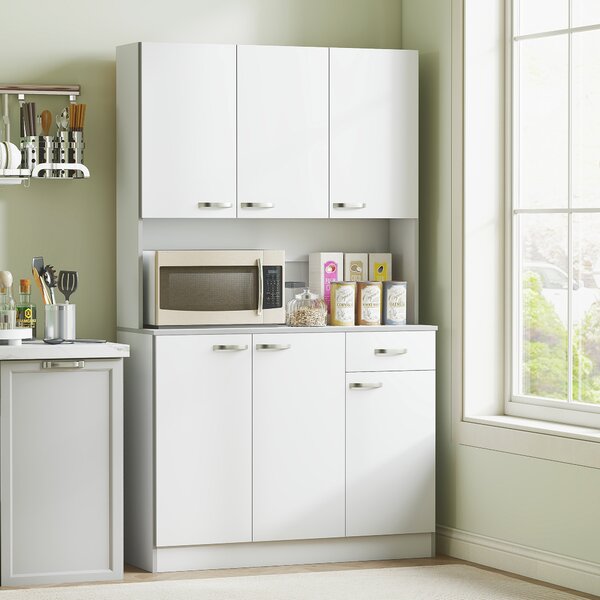 HOMCOM Credenza Cucina Moderna in Legno, Mobile Cucina con Cassetto, Bianco, 101x39x180cm| Aosom Italy
