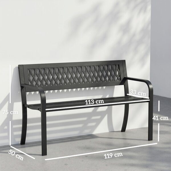 Outsunny Panchina da Esterno per Giardino, 2 Posti, Panchina da Patio Nero | Aosom Italy