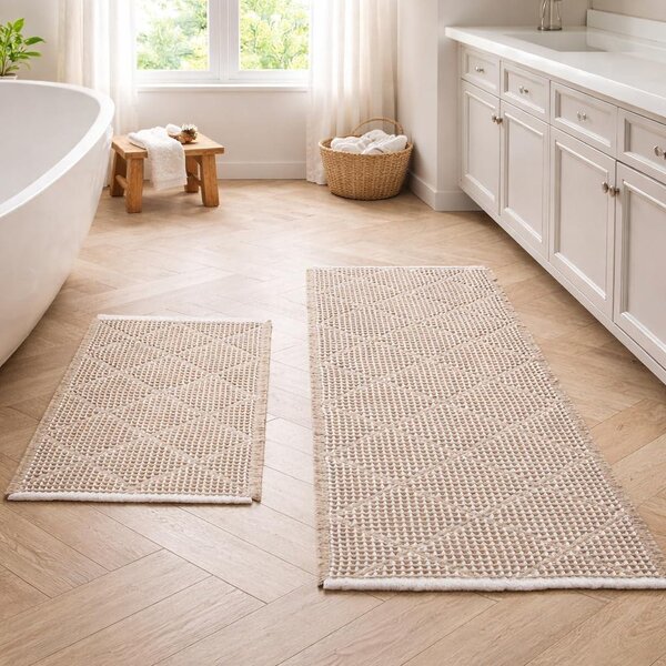 Set di 2 tappetini da bagno antiscivolo - colore marrone