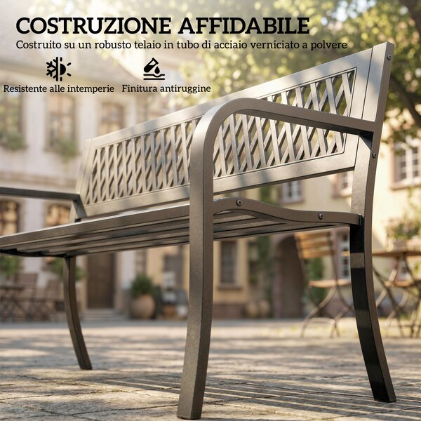 Outsunny Panchina da Esterno per Giardino, 2 Posti, Panchina da Patio Nero | Aosom Italy
