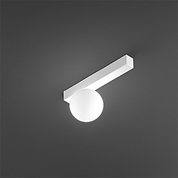 Plafoniera perenz snooky 8478 b g9 led metallo bianco opaco sfera vetro soffiato bianco - Perenz