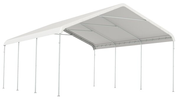 Carport Garage Portatile 500x600x310 cm 2 Posti Auto in Acciaio Galvanizzato Crema