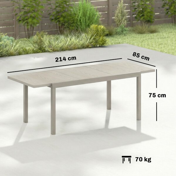 Outsunny Tavolo da Giardino Allungabile per 8-10 Persone, in Alluminio e Acciaio, 154/214x85x75 cm, Grigio Chiaro | Aosom Italy