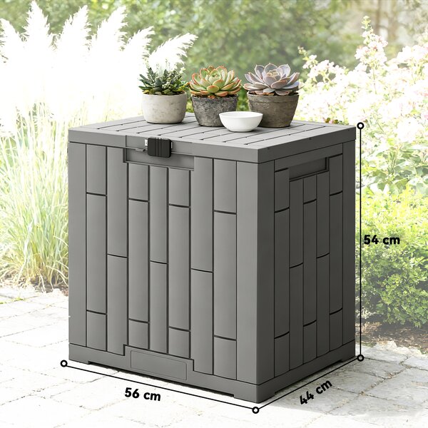 Outsunny Baule da Giardino 114L in Resina Impermeabile e Anti UV con Chiusura a Chiave, 56x44x54 cm, Grigio | Aosom Italy