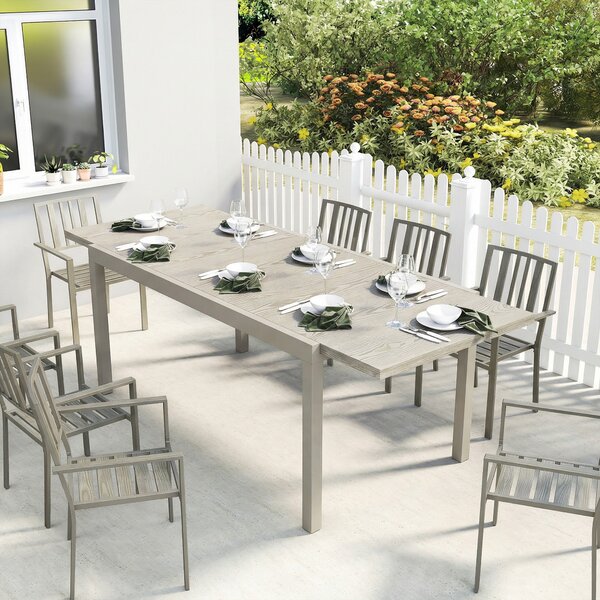 Outsunny Tavolo da Giardino Allungabile per 8-10 Persone, in Alluminio e Acciaio, 154/214x85x75 cm, Grigio Chiaro | Aosom Italy
