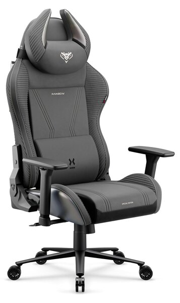 Sedia da gioco Diablo X-Horn 2.0, sedia da ufficio, sedia da scrivania, design ergonomico in tessuto, colore Rainbow Grey, versione standard