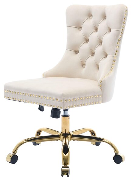 Sedia da ufficio ergonomica, con schienale alto, regolabile in altezza e girevole, color beige