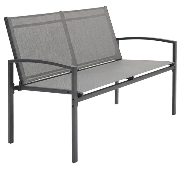 Panca da Giardino 112x66x80 cm 2 posti in Tessuto Texteline e Metallo Grigio