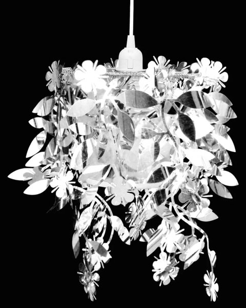 Lampadario da Soffitto Foglie e Paillette 21,5 x 30 cm Argento