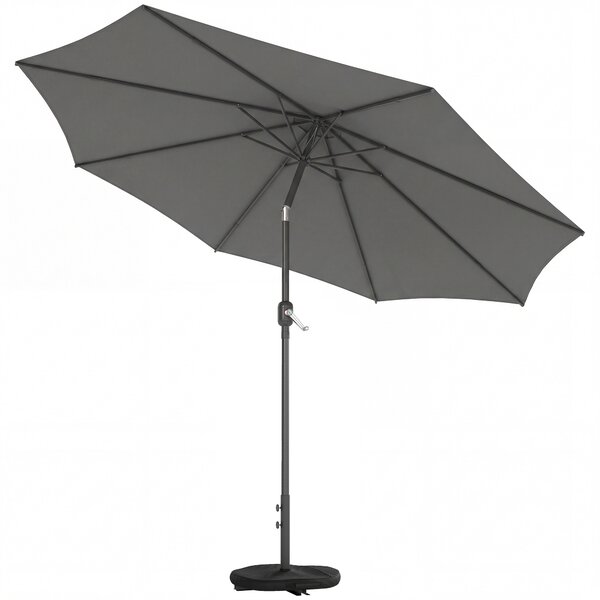 Outsunny Ombrellone Rotondo Inclinabile 3x3 m con Manovella, in Metallo e Poliestere, Grigio Scuro | Aosom Italy