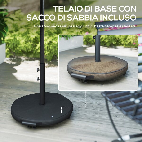 Outsunny Ombrellone Rotondo Inclinabile 3x3 m con Manovella, in Metallo e Poliestere, Grigio Scuro | Aosom Italy