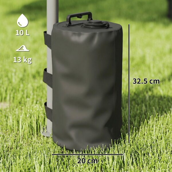 Outsunny Set 4 Zavorre per Gazebo con Maniglie e Cinghie a Strappo, Ø20x32.5cm, Nero | Aosom Italy