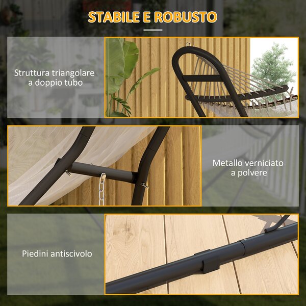Outsunny Supporto per Amaca Regolabile e Antiscivolo con Ganci a S, in Acciaio, 278x97x112 cm Nero | Aosom Italy