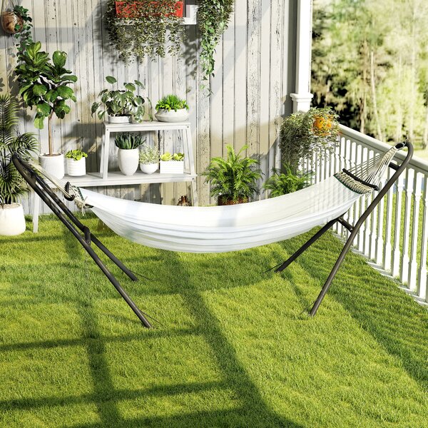 Outsunny Supporto per Amaca Regolabile e Antiscivolo con Ganci a S, in Acciaio, 278x97x112 cm Nero | Aosom Italy