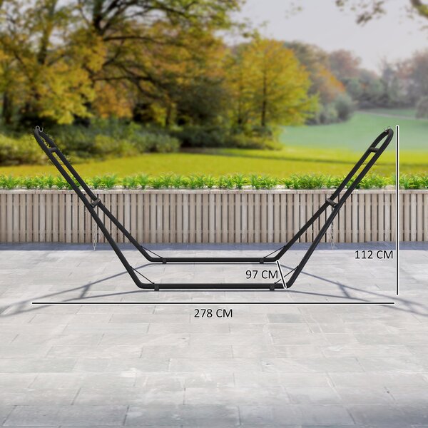 Outsunny Supporto per Amaca Regolabile e Antiscivolo con Ganci a S, in Acciaio, 278x97x112 cm Nero | Aosom Italy