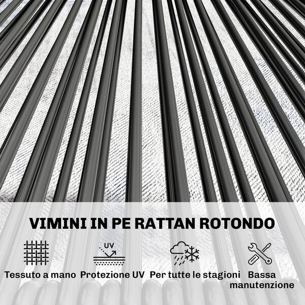 Outsunny Set Mobili Giardino Rattan 4 Pezzi, Divano Esterno con Tavolino Metallo, Nero | Aosom Italy