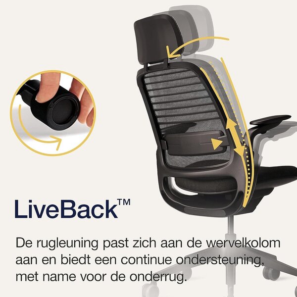 Sedia ergonomica da ufficio - Sedia girevole per ufficio - Sedia da lavoro - Tecnologia LiveBack