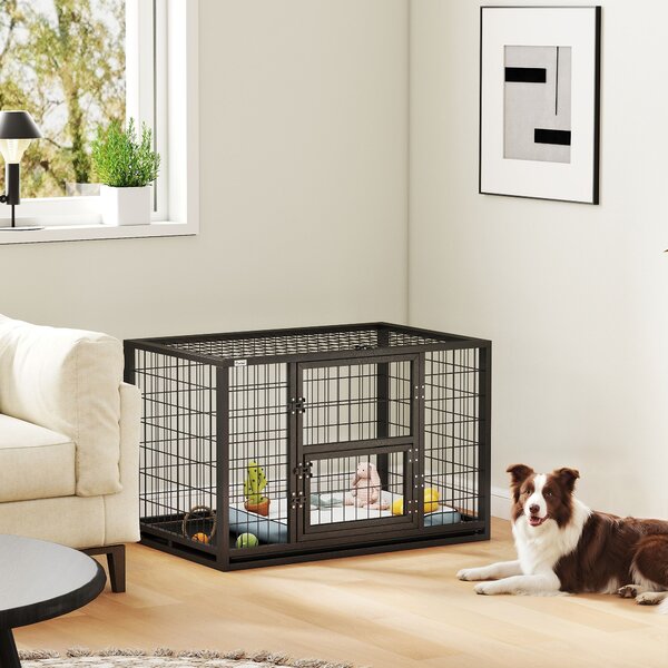 PawHut Gabbia per Cani Robusta, 94x60x64 cm, con Vassoio Rimovibile. | Aosom Italy