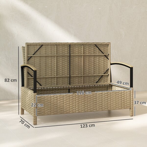 Outsunny Panca Contenitore 125L con Cuscino Imbottito, in Metallo, 123x70x82 cm, Cachi | Aosom Italy