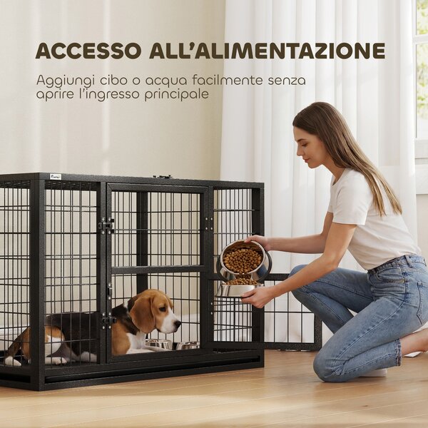 PawHut Gabbia per Cani Robusta, 94x60x64 cm, con Vassoio Rimovibile. | Aosom Italy