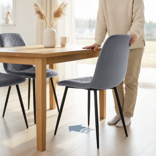 HOMCOM Sedie da pranzo, set da 4 sedie da cucina con schienale, effetto velluto, sedie imbottite con gambe metalliche, per tavolo da pranzo, grigio | Aosom Italy