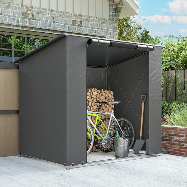 Outsunny Tenda garage 1,9x1,2 m impermeabile tenda da garage con porta a zip avvolgibile finestra di ventilazione grigio scuro | Aosom Italy