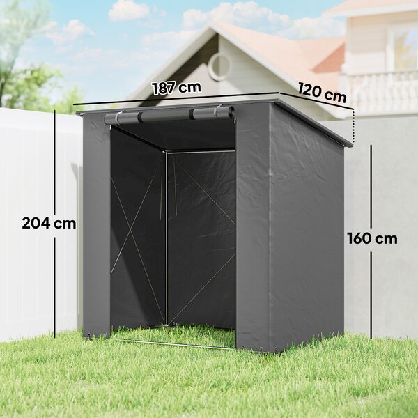 Outsunny Tenda garage 1,9x1,2 m impermeabile tenda da garage con porta a zip avvolgibile finestra di ventilazione grigio scuro | Aosom Italy