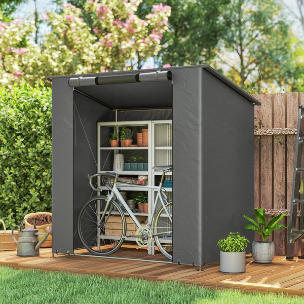 Outsunny Tenda garage 1,9x1,2 m impermeabile tenda da garage con porta a zip avvolgibile finestra di ventilazione grigio scuro | Aosom Italy