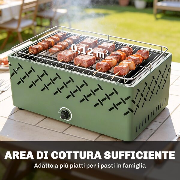 Outsunny Barbecue Portatile a Carbone con Ventilatore Integrato per Esterni, Verde Chiaro | Aosom Italy