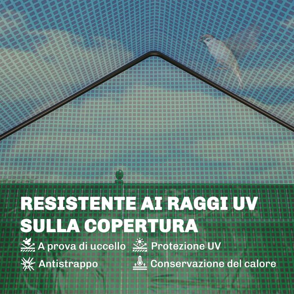 Outsunny Serra da Giardino 143 x 73 x 195 cm con Scaffale a 2 Ripiani, Verde | Aosom Italy