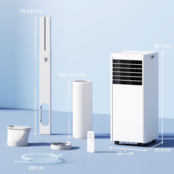 HOMCOM Condizionatore Portatile 7000 BTU, Unità 4-in-1 con Raffreddamento, Deumidificatore, Ventilatore, Modalità Notte | Aosom Italy