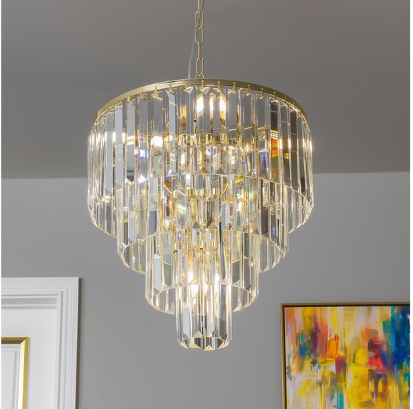 Brilagi - LED Lampadario di cristallo a sospensione con catena MOZART 5xE14/40W/230V oro