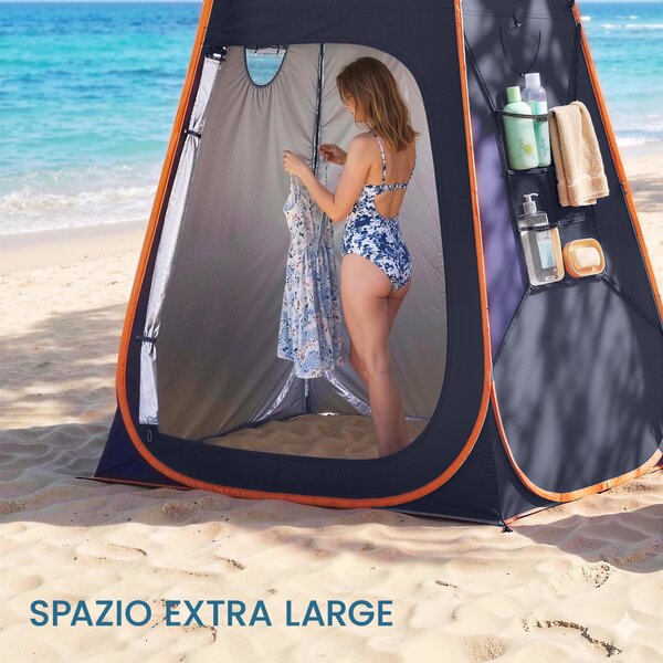 Outsunny Tenda Doccia Pop-Up Impermeabile con Tetto Rimovibile, in Poliestere 190T e Acciaio, 152x152x200 cm, Blu Scuro | Aosom Italy