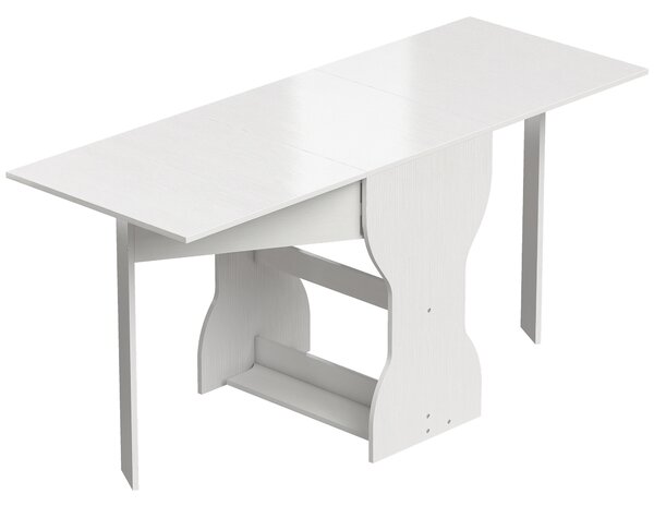 HOMCOM Tavolo da Pranzo Pieghevole per 4 Persone con Ripiano, in Legno, 160x60x75 cm, Bianco | Aosom Italy