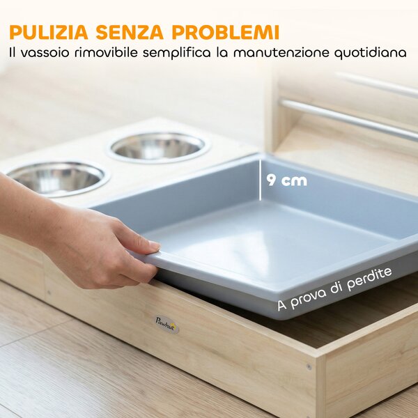 PawHut Mangiatoia per Fieno con Portafieno e Lettiera, Stazione Alimentazione, Colore Legno Naturale | Aosom Italy