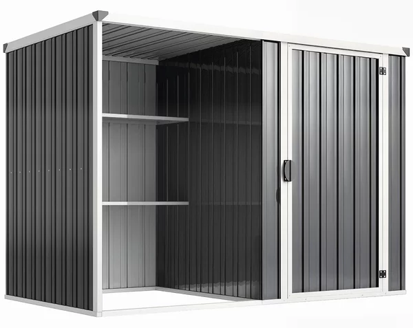 Outsunny Capanno da Giardino in Acciaio Zincato, Porta Bloccabile, 231 x 125 x 162 cm, Grigio | Aosom Italy
