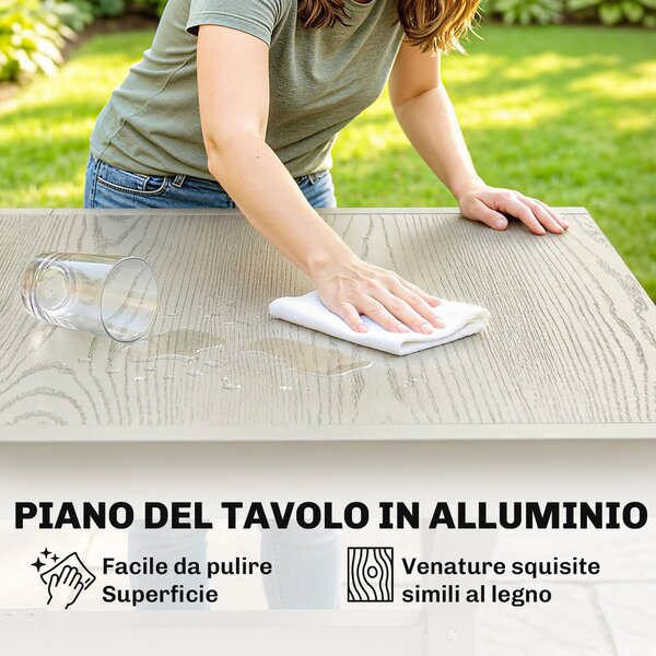 Outsunny Tavolo da Giardino Allungabile per 8-10 Persone, in Alluminio e Acciaio, 154/214x85x73 cm, Grigio | Aosom Italy