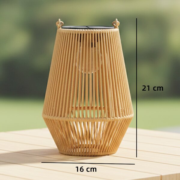 Outsunny Set di 2 Lampade Solari in Rattan,con Accensione/Spegnimento Automatico, IP44, 16x16x21 cm, Marrone | Aosom Italy