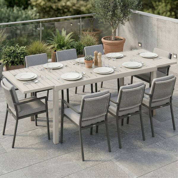Outsunny Tavolo da Giardino Allungabile per 6-8 Persone, in Alluminio con Piano a Doghe, Bianco | Aosom Italy