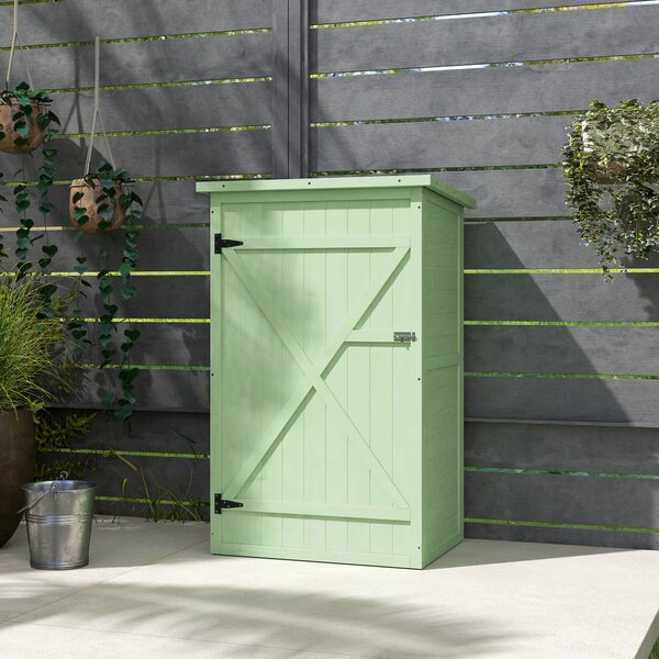 Outsunny Armadio da Giardino in Legno Casetta per Attrezzi con Ripiani Porta Serrabile Base Tetto a Una Falda in Asfalto 75 x 56 x 115 cm | Aosom Italy