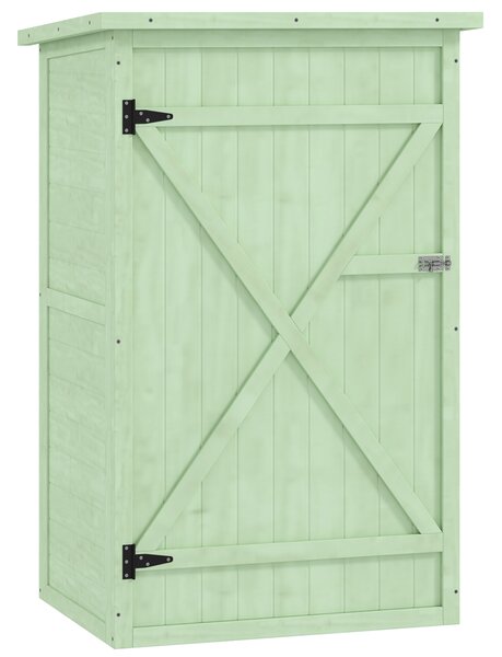 Outsunny Armadio da Giardino in Legno Casetta per Attrezzi con Ripiani Porta Serrabile Base Tetto a Una Falda in Asfalto 75 x 56 x 115 cm | Aosom Italy